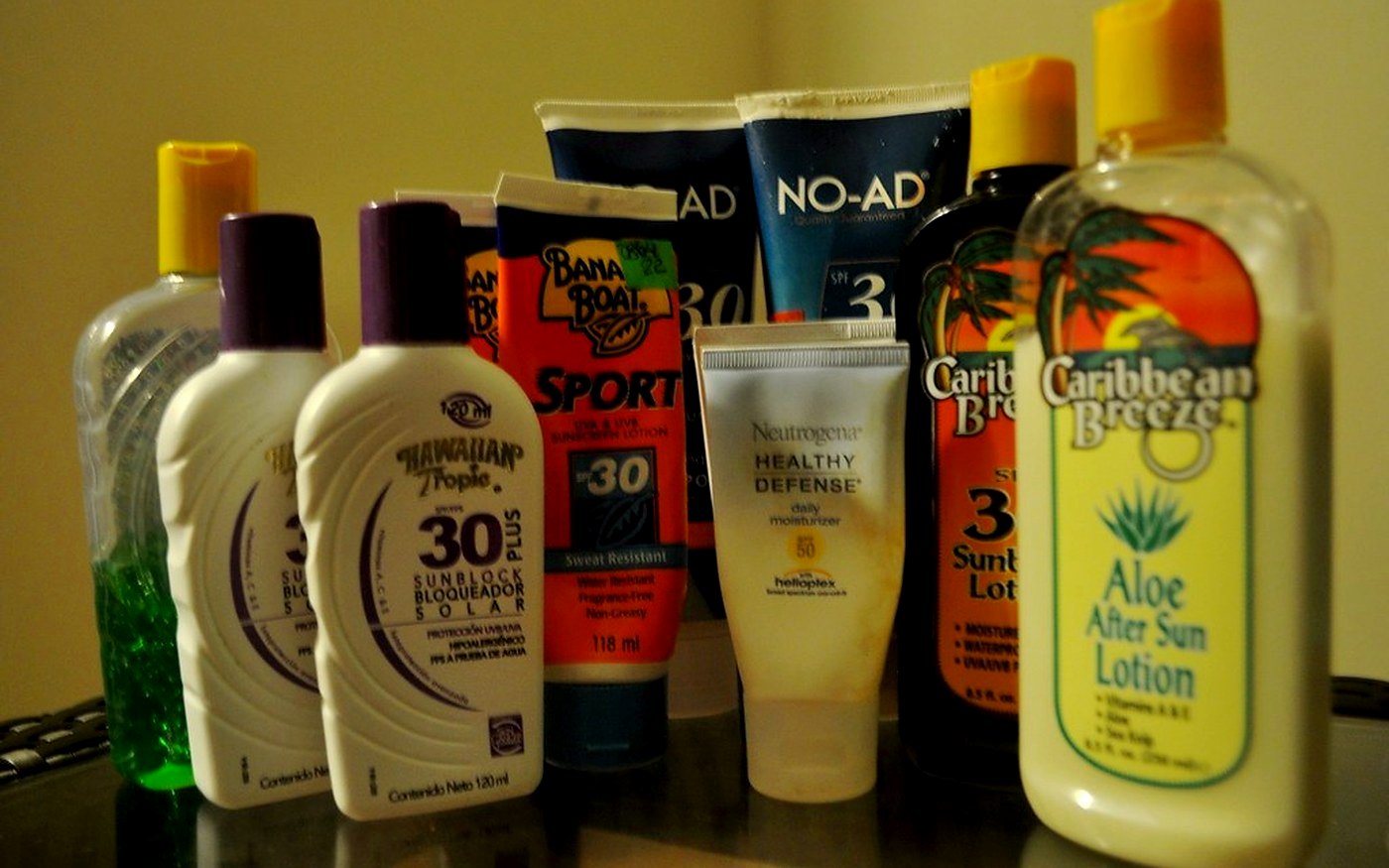 Sunscreen bottles grouped for Boots and Superdrug shelf comparison