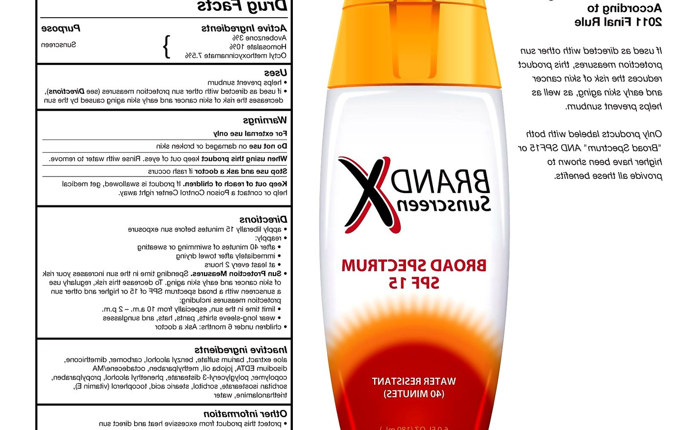 Sunscreen label information sheet for fragrance-sensitive buyers